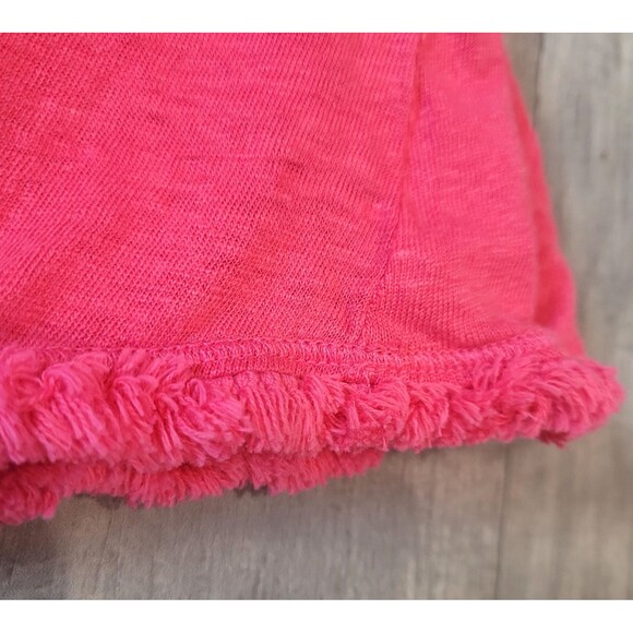 Chico's Pink 100% Linen Flutter Sleeve Top Size 3 (XL) V-Neck Fringe Hems - Picture 5 of 7